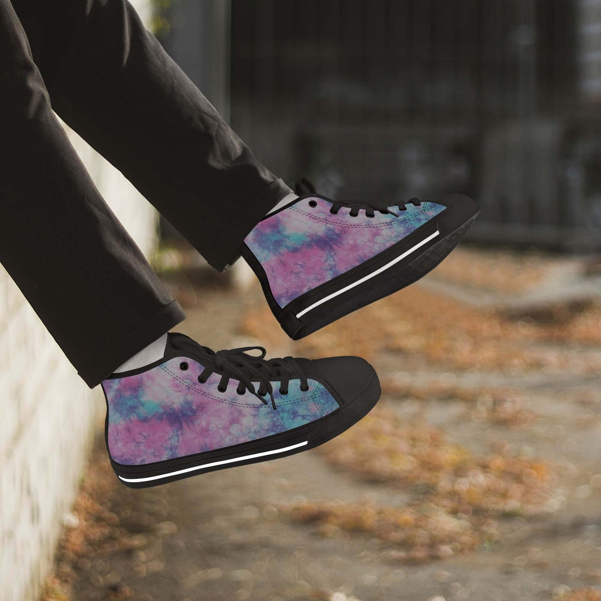 Crake High Top Abstract Water Ink laced custom prints canvas shoes