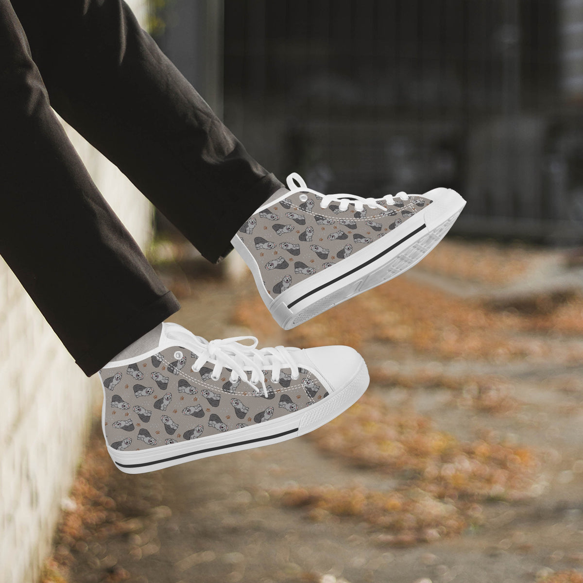 Crake High Top The White Dogs laced custom prints canvas shoes