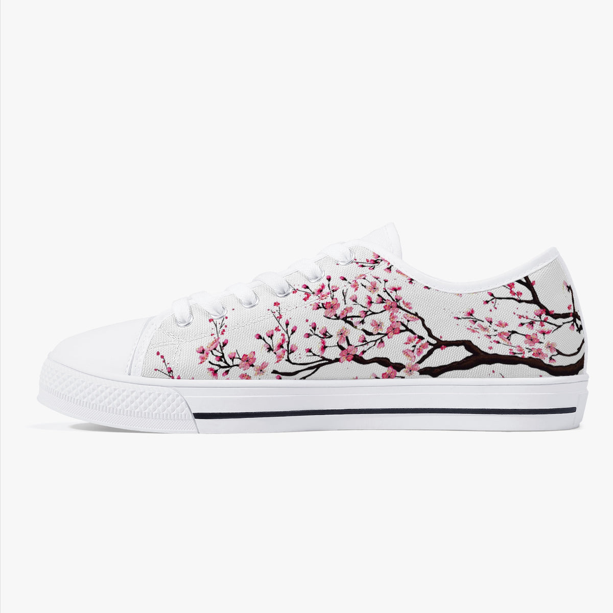 Crake Low Top Sakuras laced custom prints canvas shoes