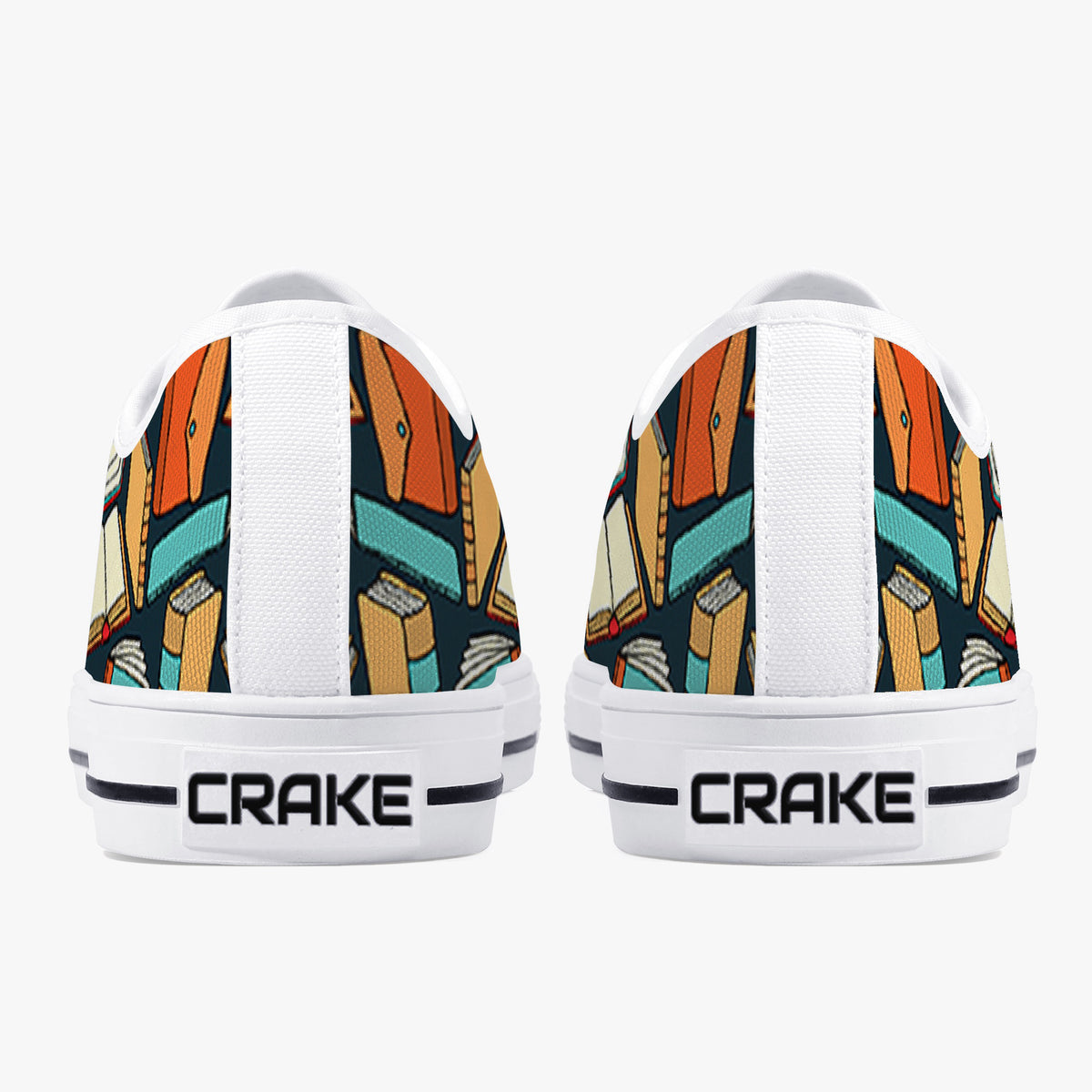 Crake Low top Books of wisdom laced custom prints canvas shoes