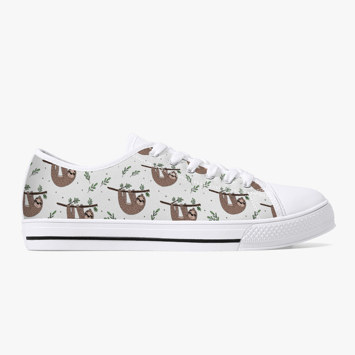 Crake Low Top Hanging Sloths laced custom prints canvas shoes