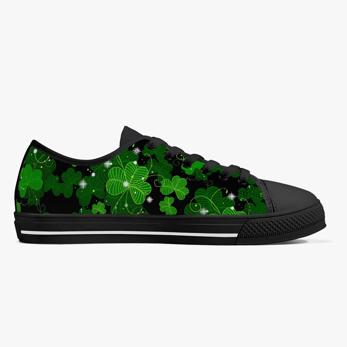 Crake Low Top Four-leaf clover laced custom prints canvas shoes