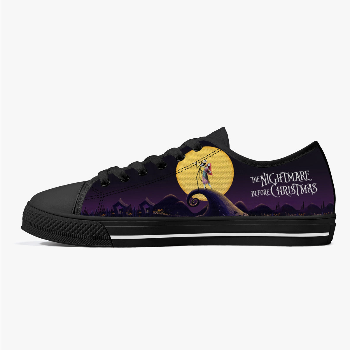 Crake Low Top Nightmare before Christmas laced custom prints canvas shoes