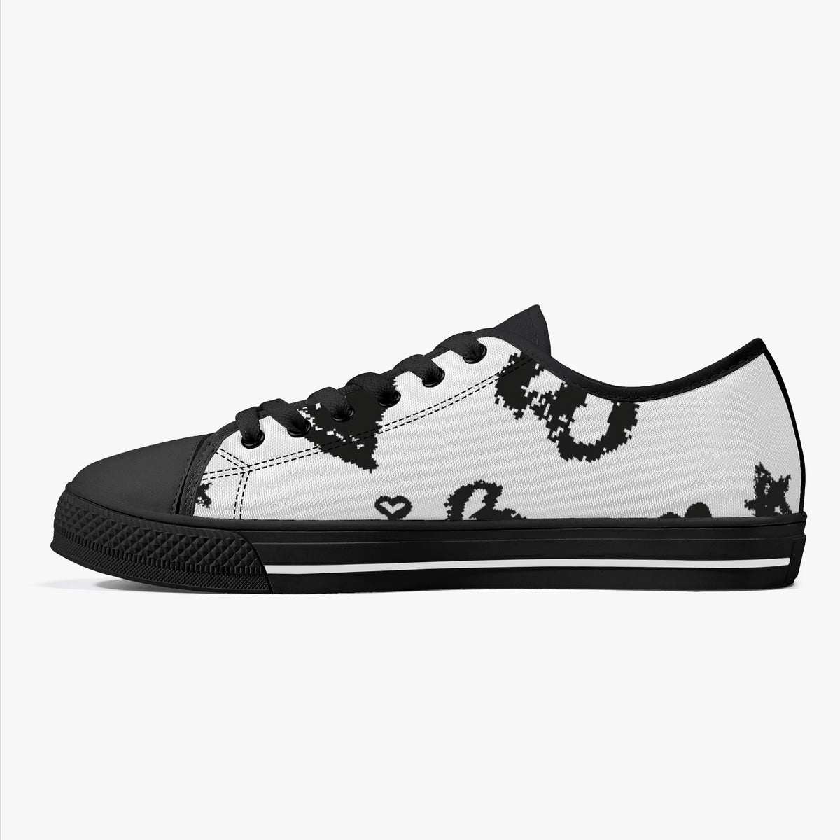 Crake Low Top Star and Love Graffiti laced custom prints canvas shoes