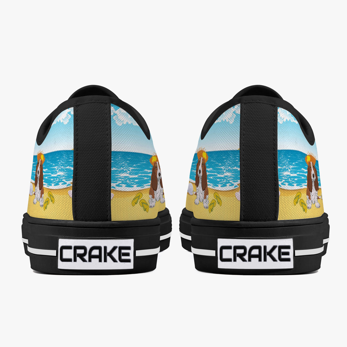 Crake Low Top Beach Dogs laced custom prints canvas shoes