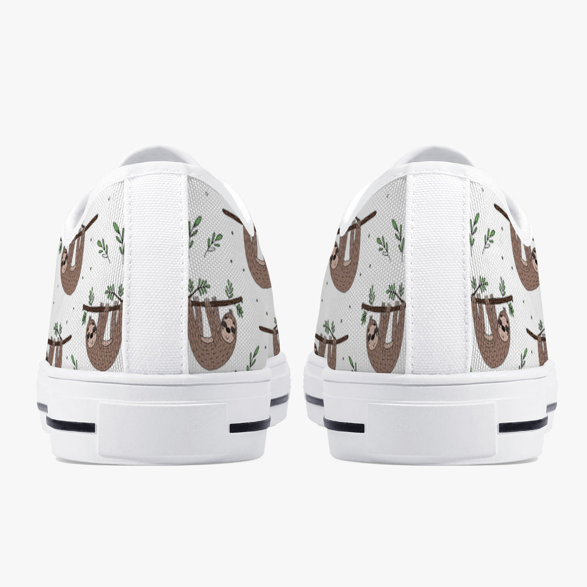 Crake Low Top Hanging Sloths laced custom prints canvas shoes