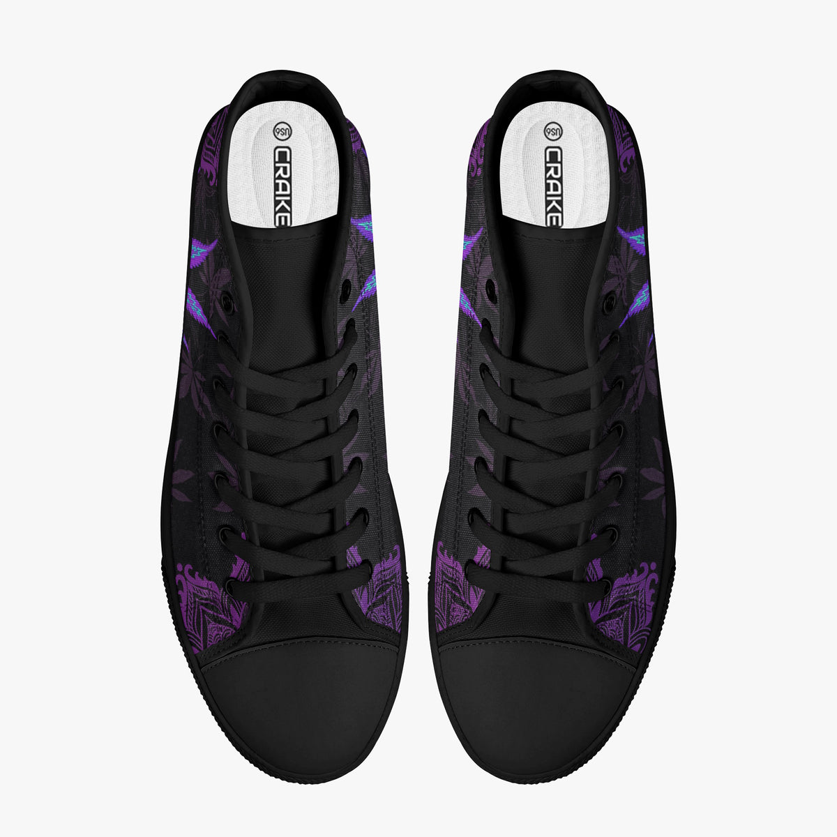 Crake High Top Purple Maple Leaf laced custom prints canvas shoes