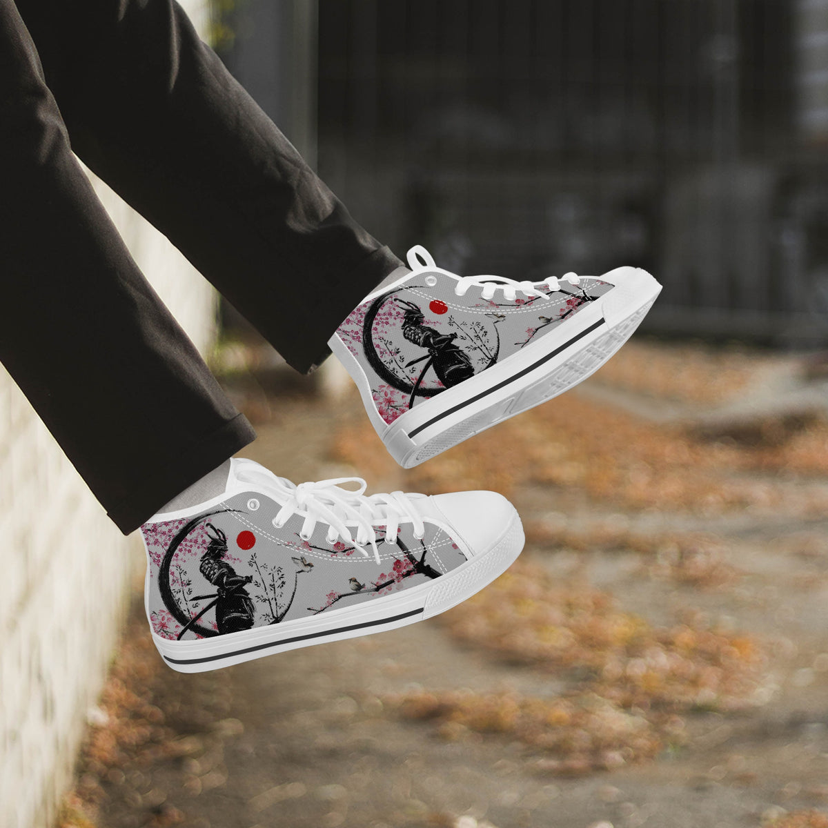 Crake High Top Samurai laced custom prints canvas shoes
