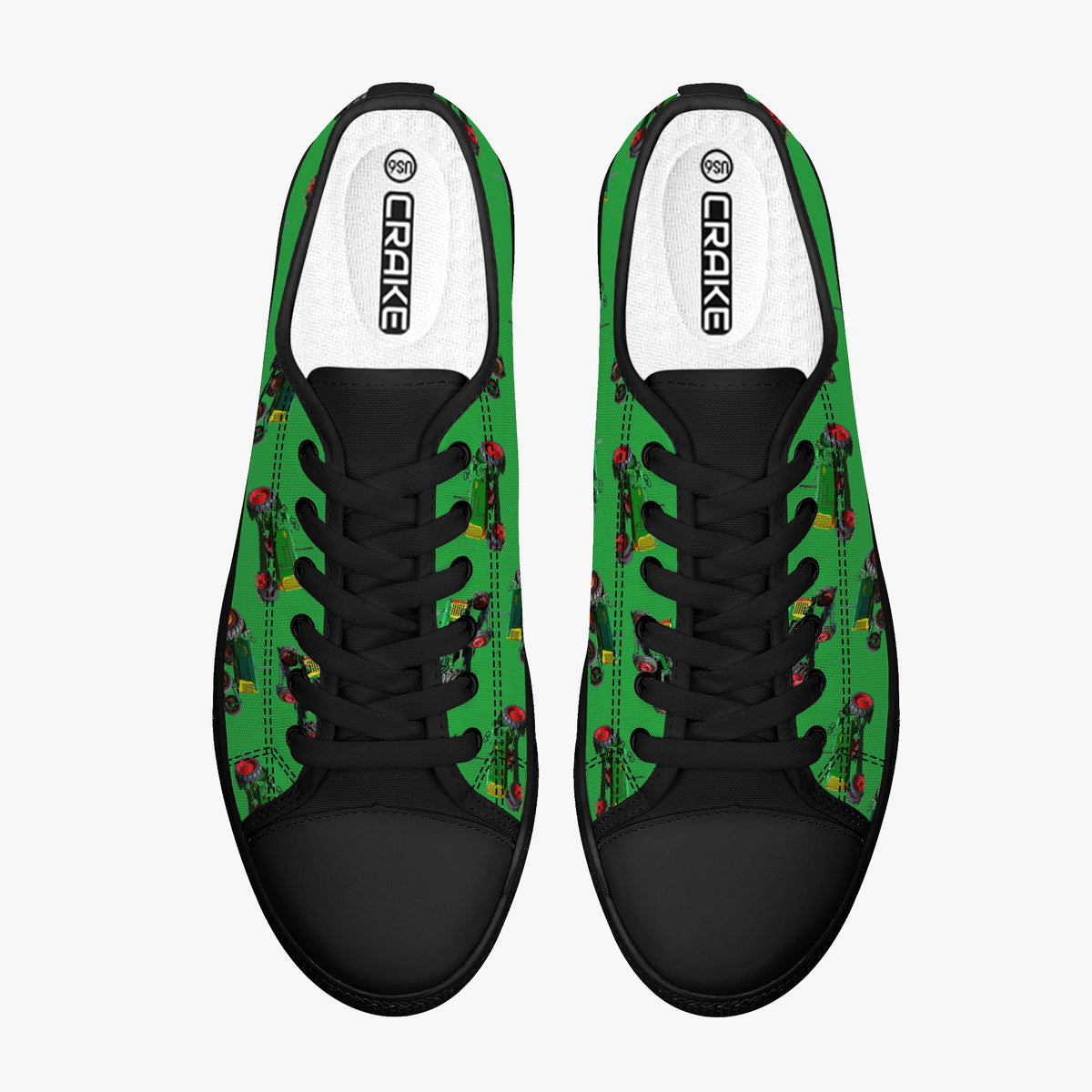Crake Low Top Tractors laced custom prints canvas shoes